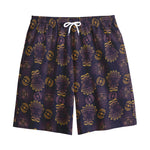 Ornament Tiki Mask Pattern Print Cotton Shorts