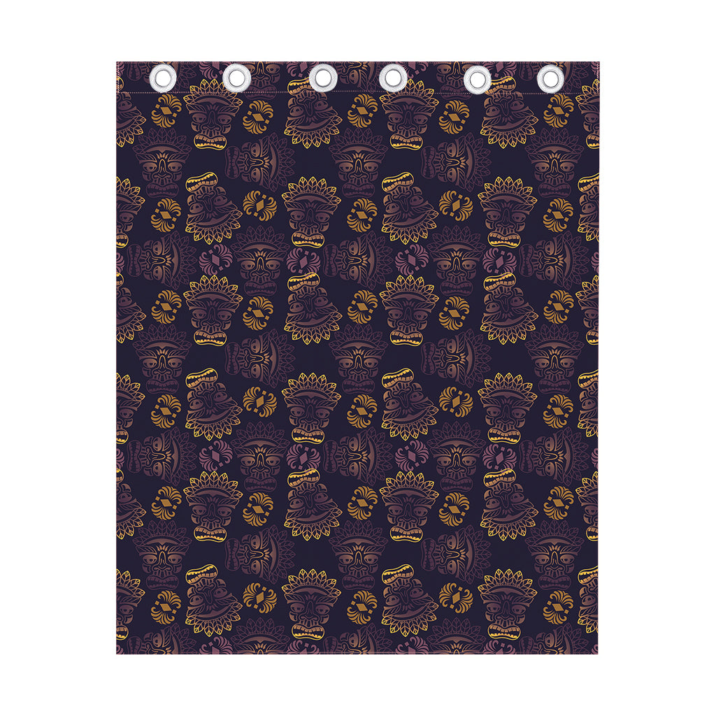Ornament Tiki Mask Pattern Print Curtain