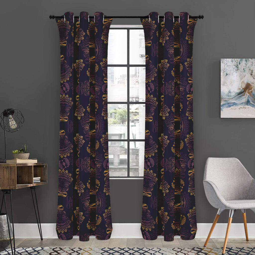 Ornament Tiki Mask Pattern Print Curtain