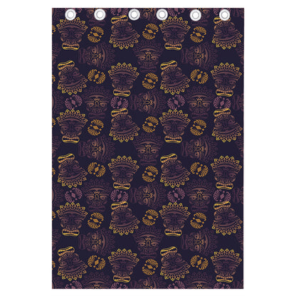Ornament Tiki Mask Pattern Print Curtain