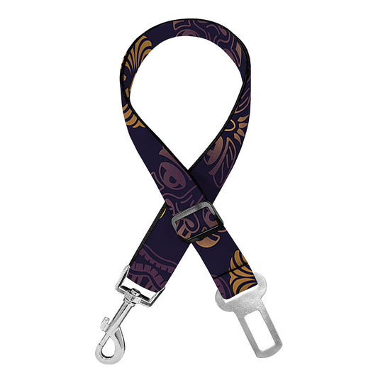 Ornament Tiki Mask Pattern Print Dog Seat Belt