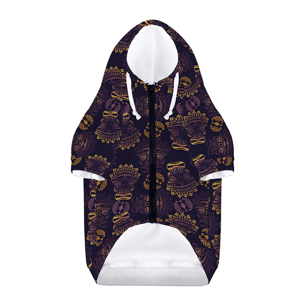 Ornament Tiki Mask Pattern Print Dog Zip Up Hoodie