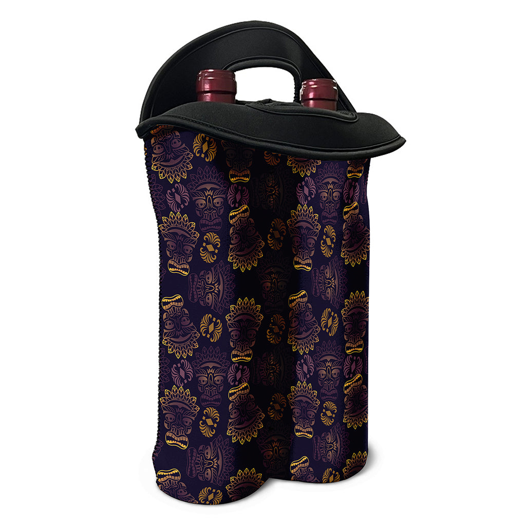 Ornament Tiki Mask Pattern Print Double Neoprene Wine Tote