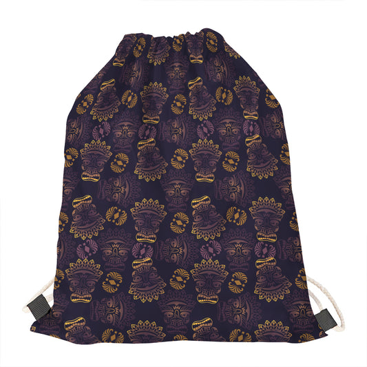 Ornament Tiki Mask Pattern Print Drawstring Bag