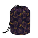 Ornament Tiki Mask Pattern Print Drawstring Makeup Bag