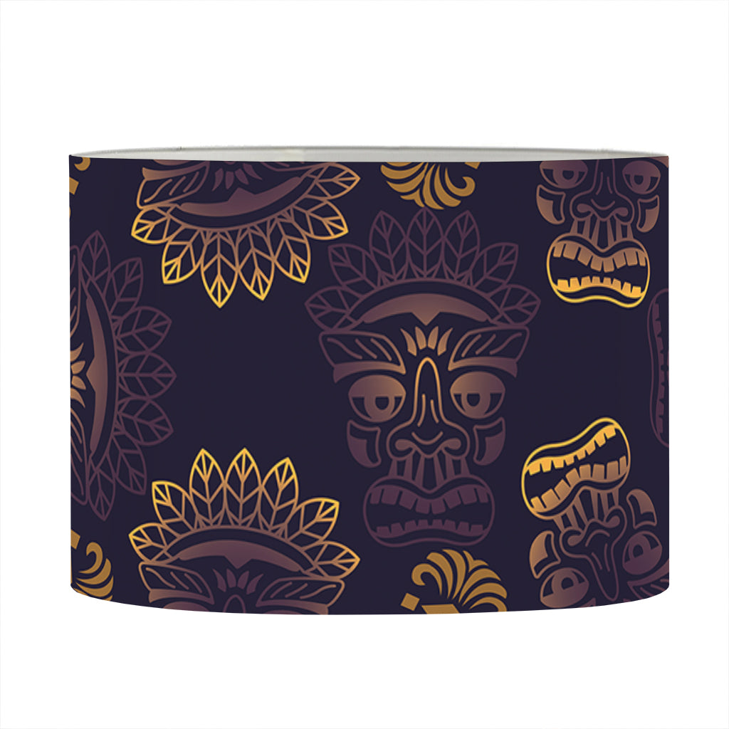 Ornament Tiki Mask Pattern Print Drum Lamp Shade