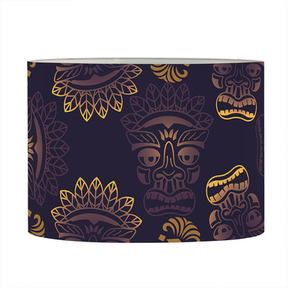 Ornament Tiki Mask Pattern Print Drum Lamp Shade