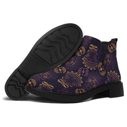 Ornament Tiki Mask Pattern Print Flat Ankle Boots