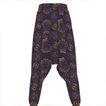 Ornament Tiki Mask Pattern Print Hammer Pants