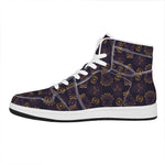Ornament Tiki Mask Pattern Print High Top Leather Sneakers