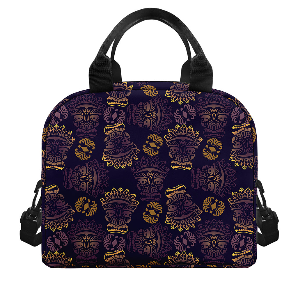 Ornament Tiki Mask Pattern Print Insulated Lunch Bag