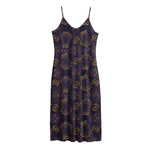 Ornament Tiki Mask Pattern Print Jersey Midi Cami Dress