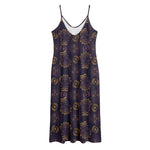 Ornament Tiki Mask Pattern Print Jersey Midi Cami Dress