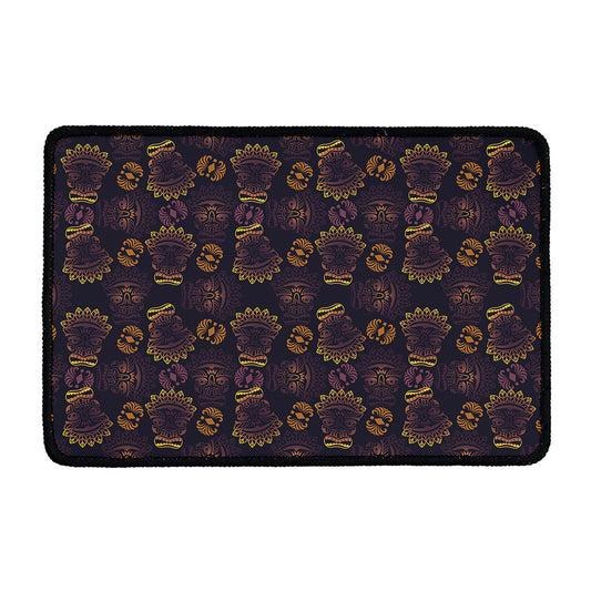 Ornament Tiki Mask Pattern Print Kitchen Mat
