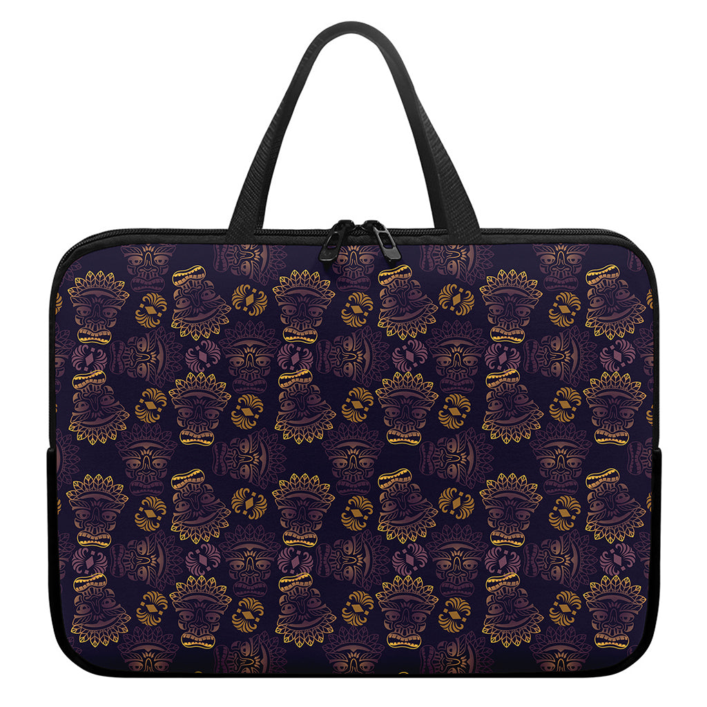 Ornament Tiki Mask Pattern Print Laptop Sleeve With Handle