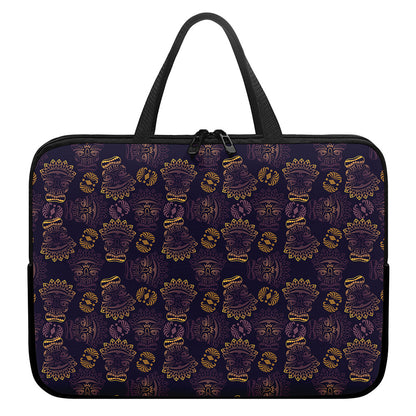 Ornament Tiki Mask Pattern Print Laptop Sleeve With Handle