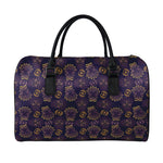Ornament Tiki Mask Pattern Print Leather Duffle Bag