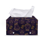 Ornament Tiki Mask Pattern Print Leather Tissue Box Cover