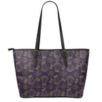 Ornament Tiki Mask Pattern Print Leather Tote Bag