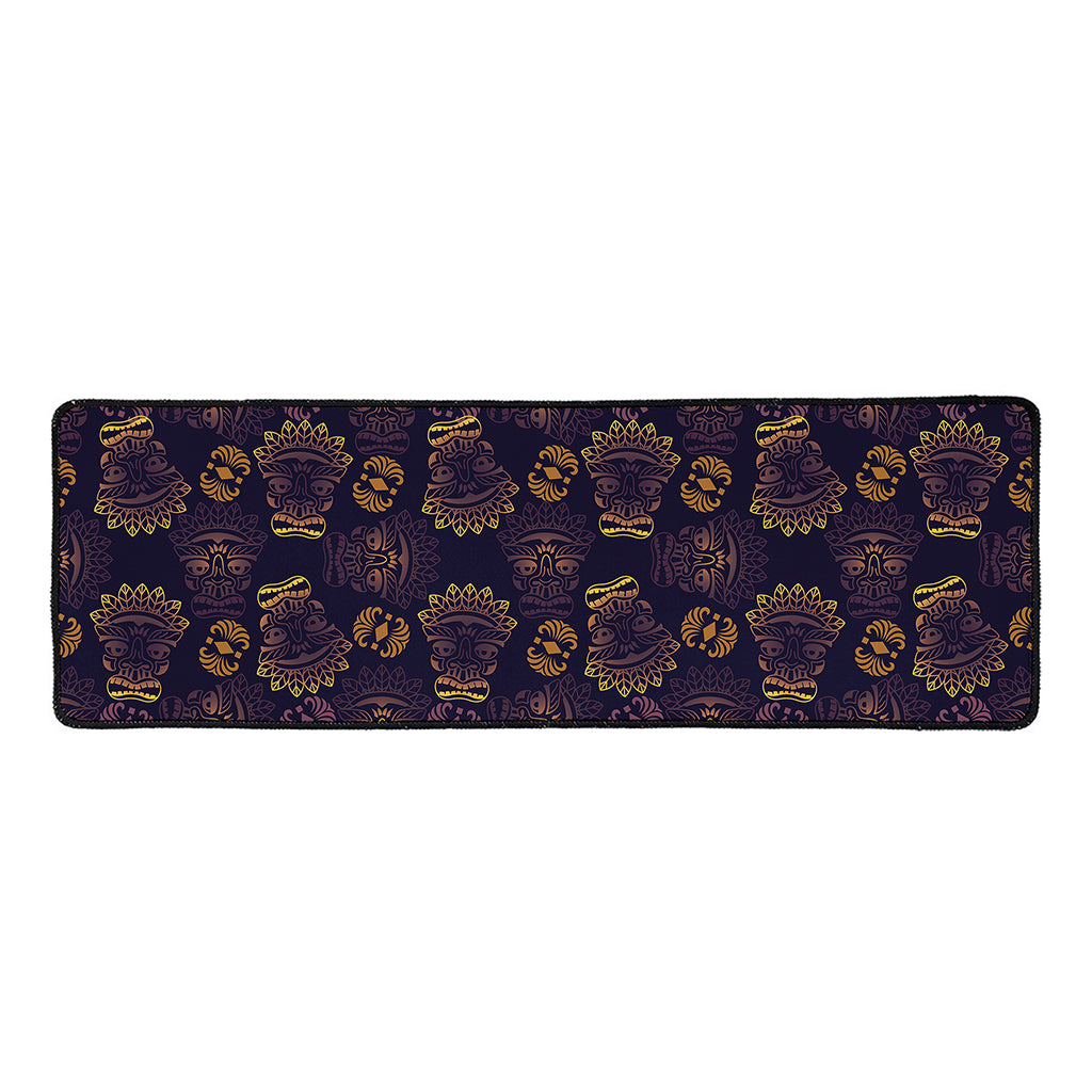 Ornament Tiki Mask Pattern Print Long Kitchen Mat