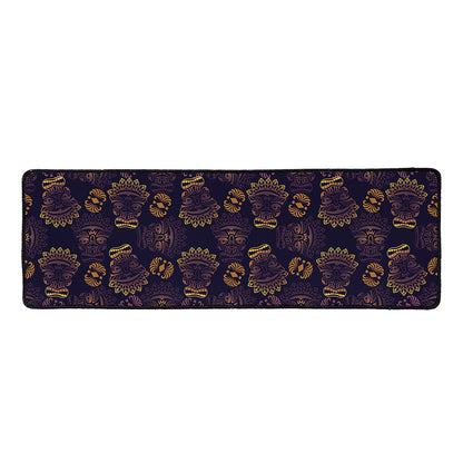 Ornament Tiki Mask Pattern Print Long Kitchen Mat