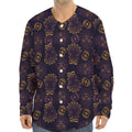Ornament Tiki Mask Pattern Print Long Sleeve Baseball Jersey
