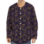 Ornament Tiki Mask Pattern Print Long Sleeve Baseball Jersey