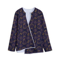 Ornament Tiki Mask Pattern Print Long Sleeve Short Coat