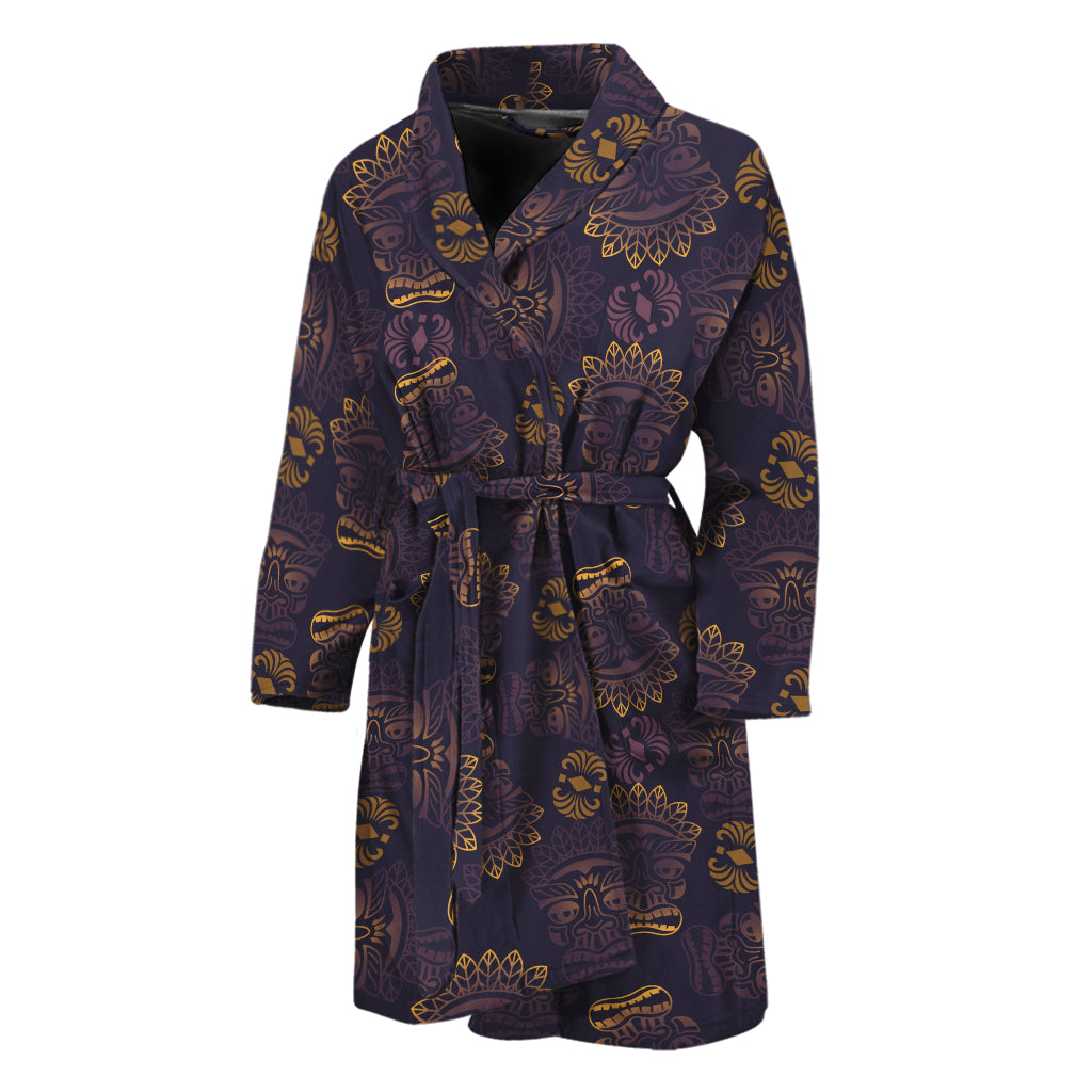 Ornament Tiki Mask Pattern Print Men's Bathrobe