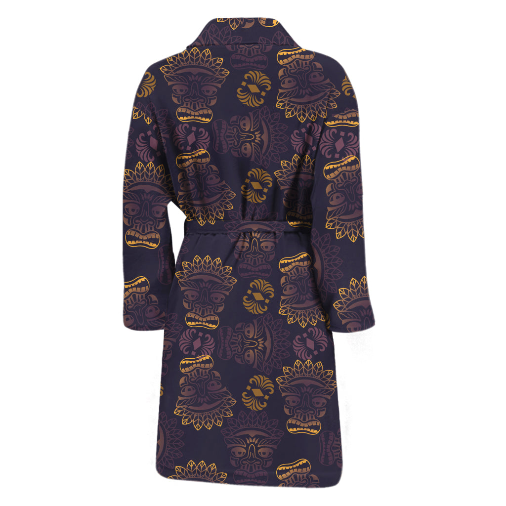 Ornament Tiki Mask Pattern Print Men's Bathrobe