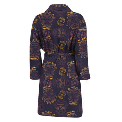 Ornament Tiki Mask Pattern Print Men's Bathrobe
