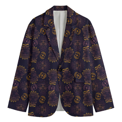 Ornament Tiki Mask Pattern Print Men's Blazer