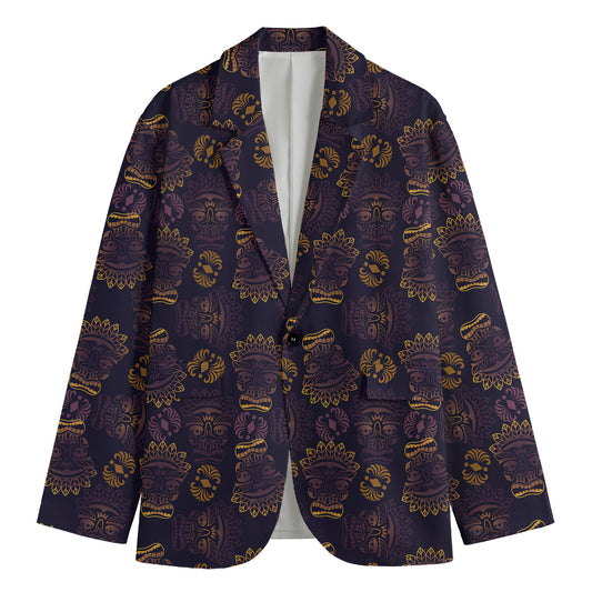 Ornament Tiki Mask Pattern Print Men's Blazer