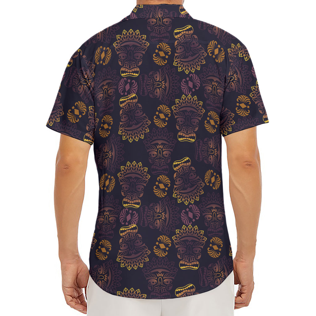 Ornament Tiki Mask Pattern Print Men's Deep V-Neck Shirt