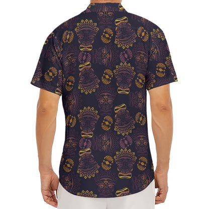 Ornament Tiki Mask Pattern Print Men's Deep V-Neck Shirt