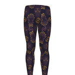 Ornament Tiki Mask Pattern Print Men's leggings