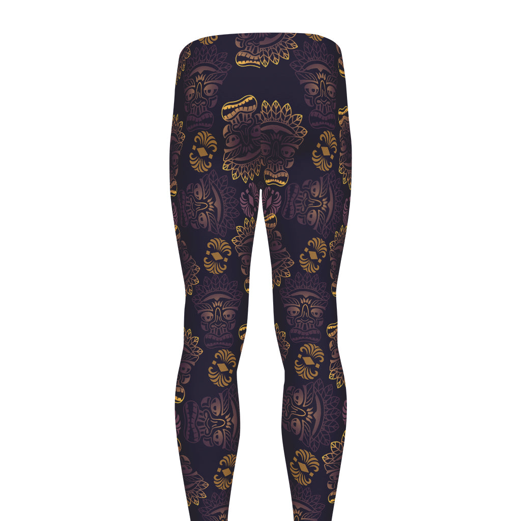 Ornament Tiki Mask Pattern Print Men's leggings