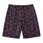 Ornament Tiki Mask Pattern Print Men's Swim Trunks