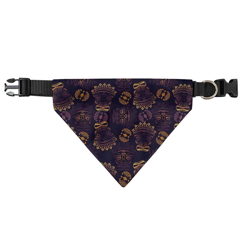Ornament Tiki Mask Pattern Print Over The Collar Dog Bandana