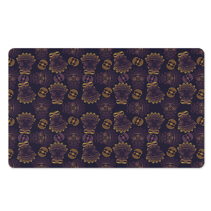 Ornament Tiki Mask Pattern Print Polyester Doormat
