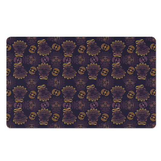 Ornament Tiki Mask Pattern Print Polyester Doormat
