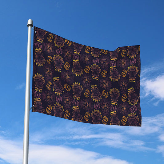 Ornament Tiki Mask Pattern Print Polyester Flag