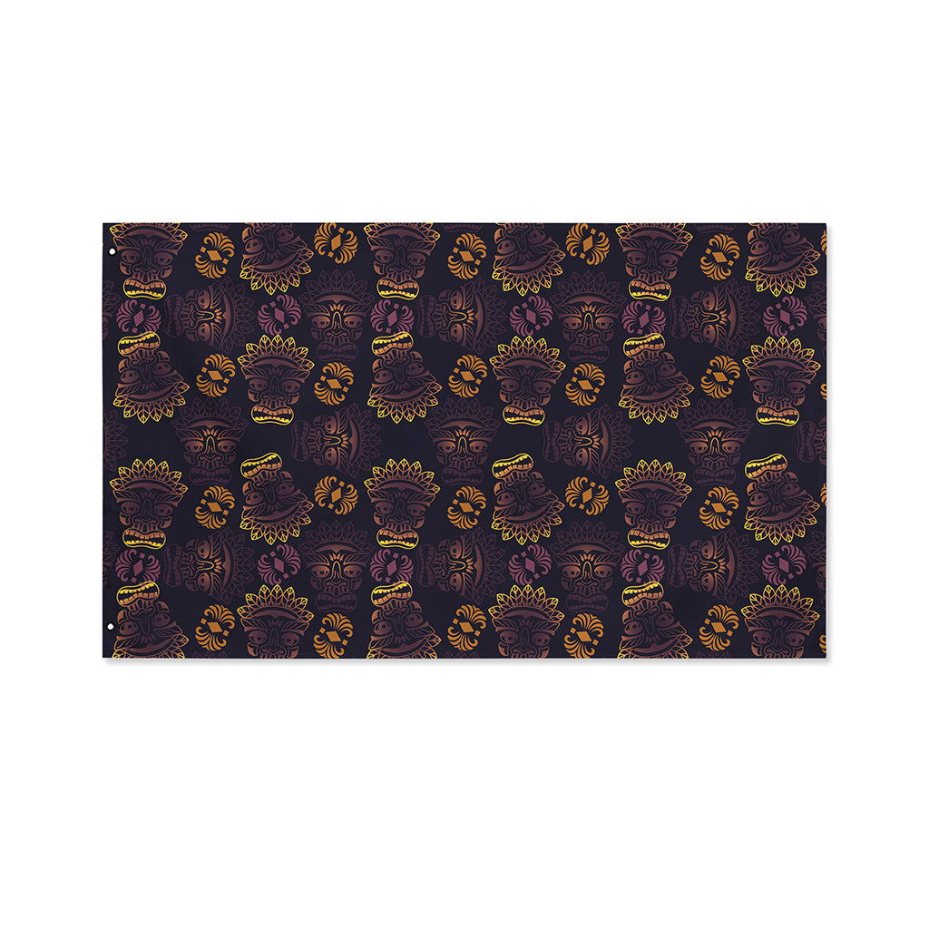 Ornament Tiki Mask Pattern Print Polyester Flag