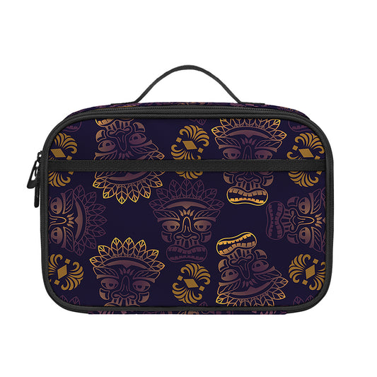 Ornament Tiki Mask Pattern Print Portable Lunch Bag