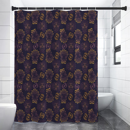 Ornament Tiki Mask Pattern Print Premium Shower Curtain