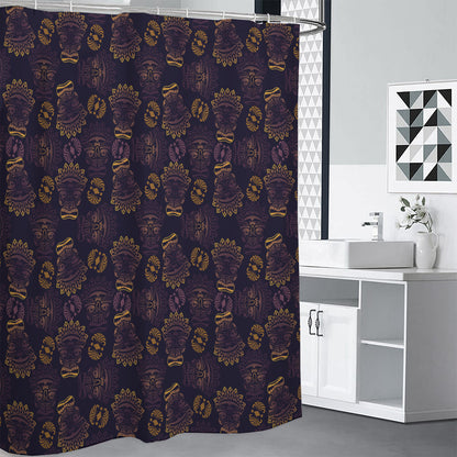 Ornament Tiki Mask Pattern Print Premium Shower Curtain
