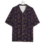 Ornament Tiki Mask Pattern Print Rayon Hawaiian Shirt