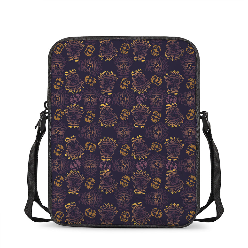 Ornament Tiki Mask Pattern Print Rectangular Crossbody Bag