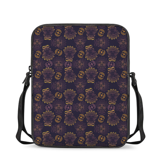 Ornament Tiki Mask Pattern Print Rectangular Crossbody Bag