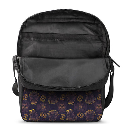Ornament Tiki Mask Pattern Print Rectangular Crossbody Bag